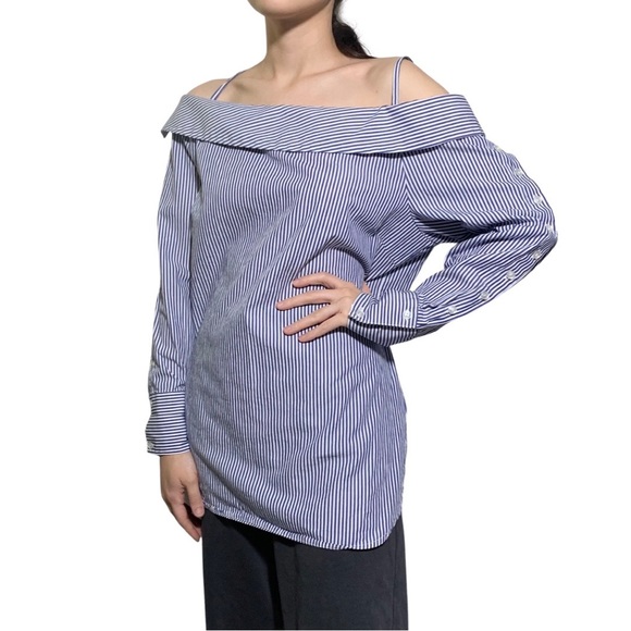 Guest Editor Anthropologie | Women | Off Shoulder Pinstriped Top | Medium - Picture 14 of 15